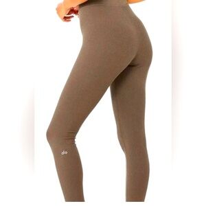 Alo Yoga Ribbed Blissful Leggings 7/8 Brown Yoga Pilates Workout Gym Athletic